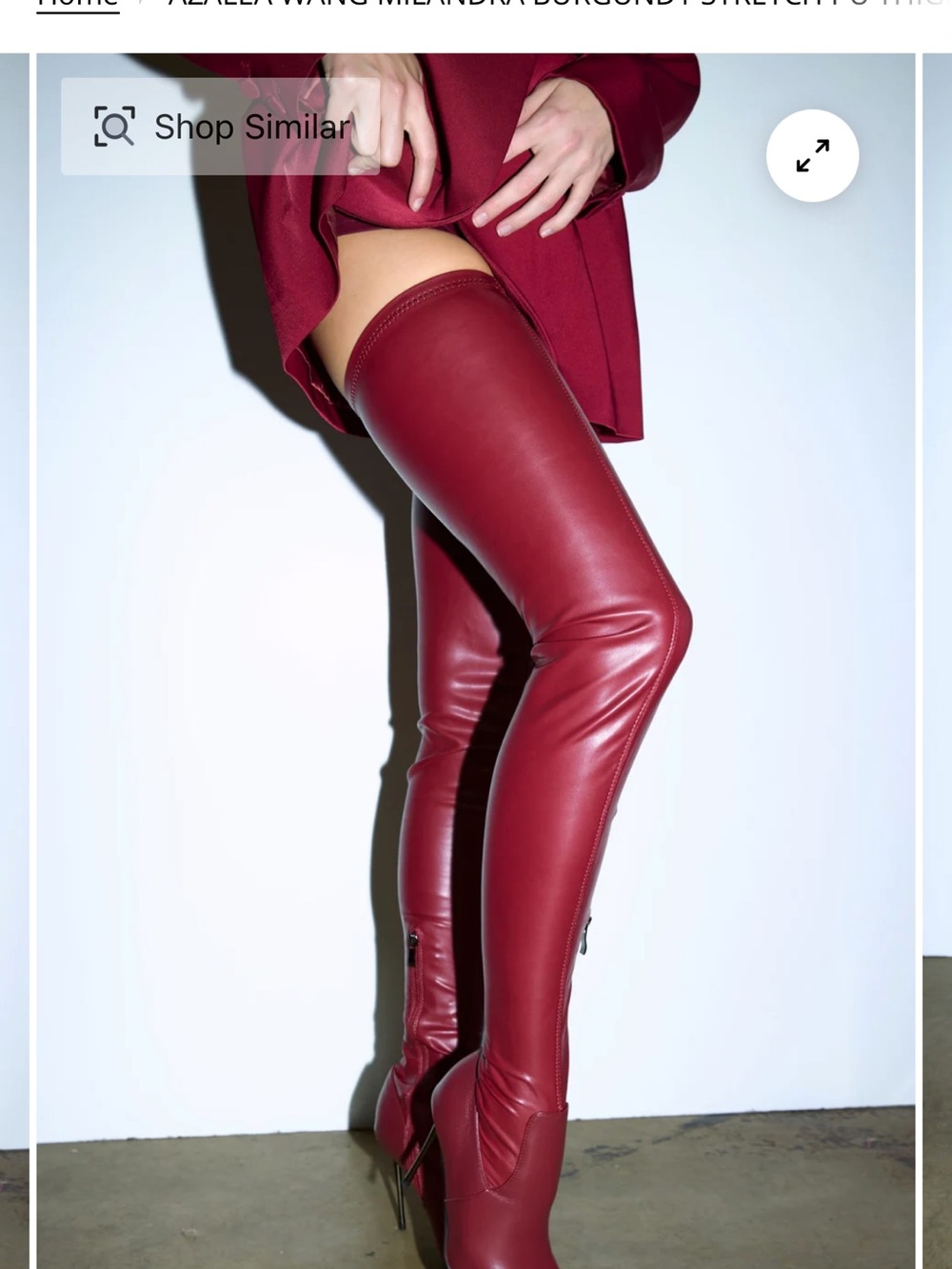 Over-the-Knee Pointed Stiletto Boots in Wine